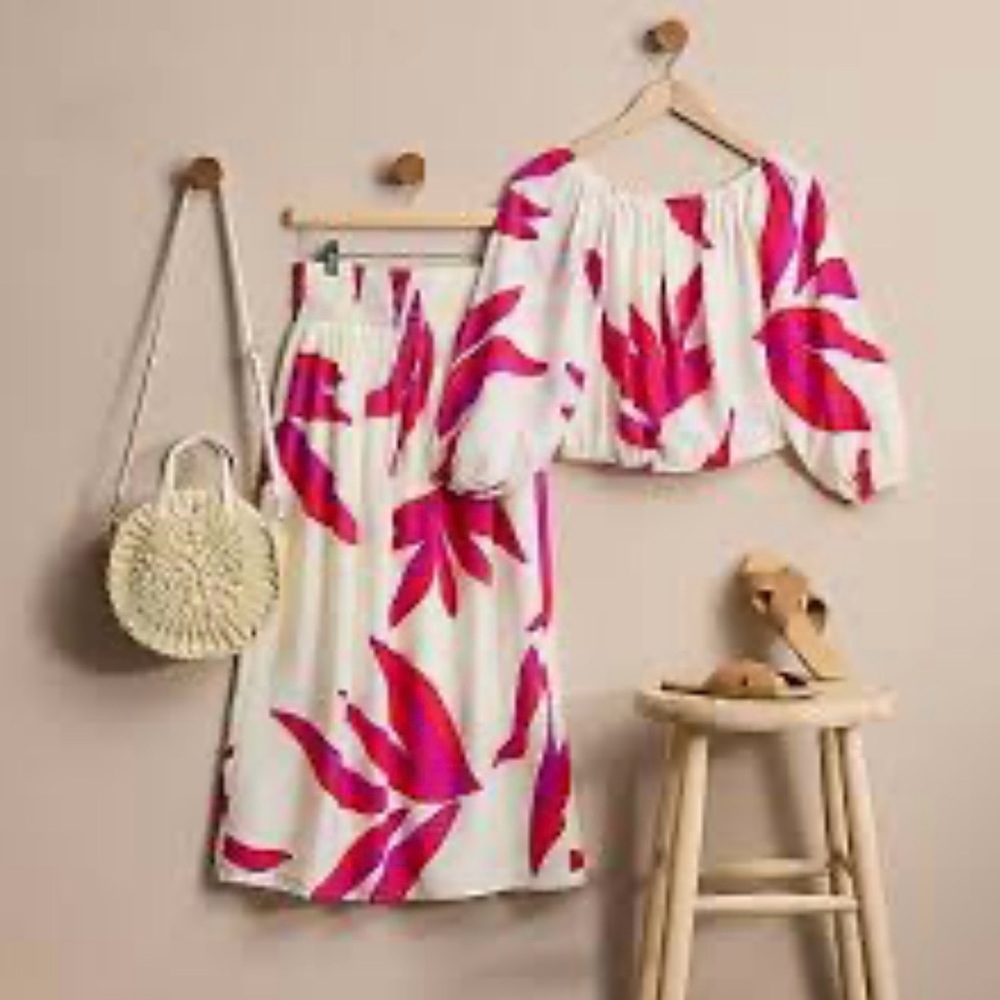 Nine West Pink Sky Trip Floral Skirt Set Medium